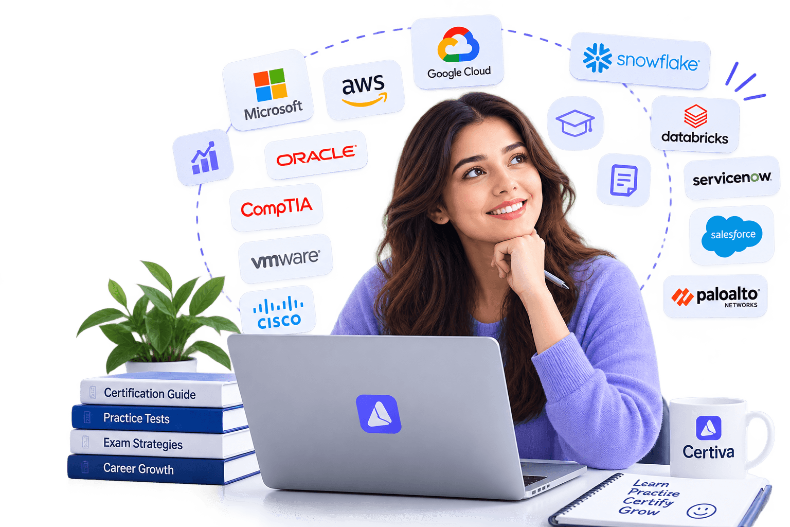 Learner preparing for certification exams with Certiva